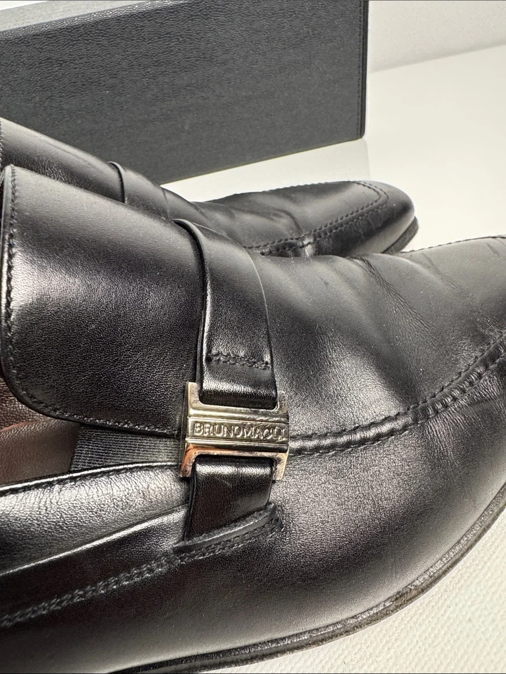 Bruno Magli Remiglio Men’s Black Leather Hand Made Dress Shoes 9M Made in Italy